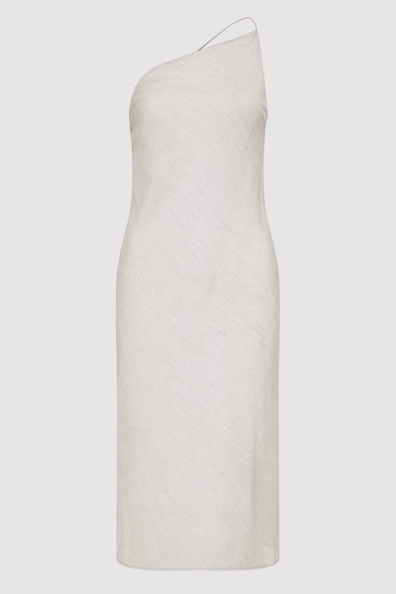 Asymmetric Slip Dress - Sheer Stripe