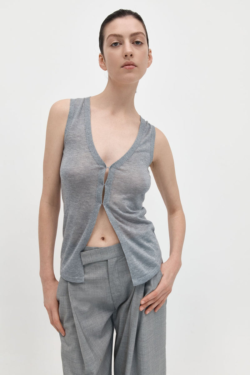 Fine Knit Vest - Grey Marle