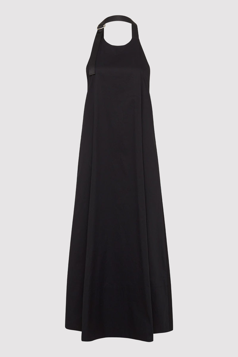 Ring Detail Halter Dress - Black