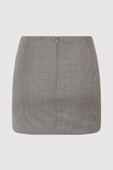 Curve Seam Wool Mini Skirt - Grey