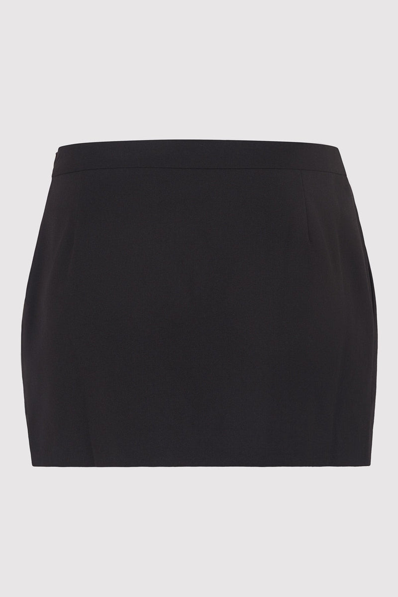 Tailored Wool Mini Skirt - Black