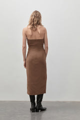 Tailored Wool Midi Dress - Truffle
