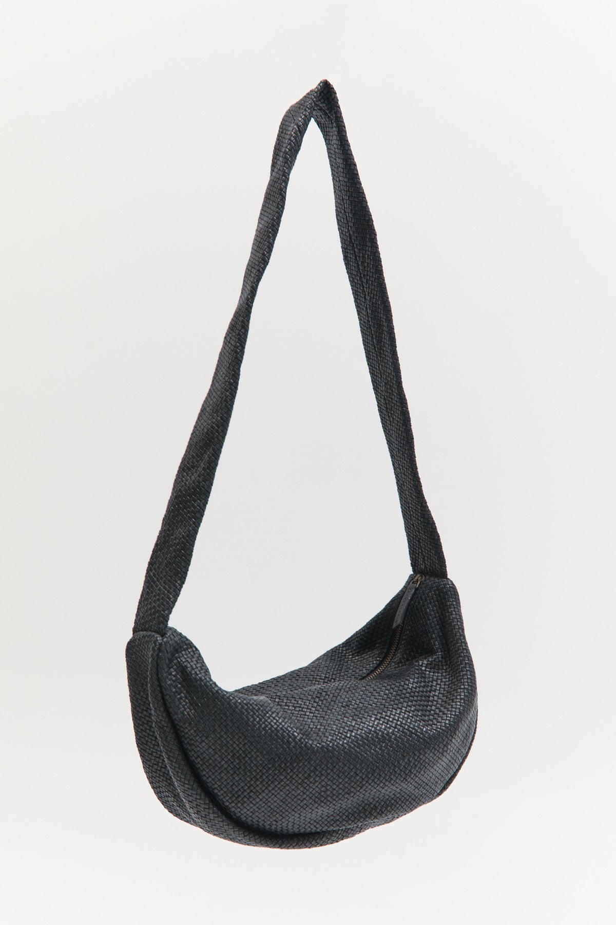 Woven Crescent Bag - Black